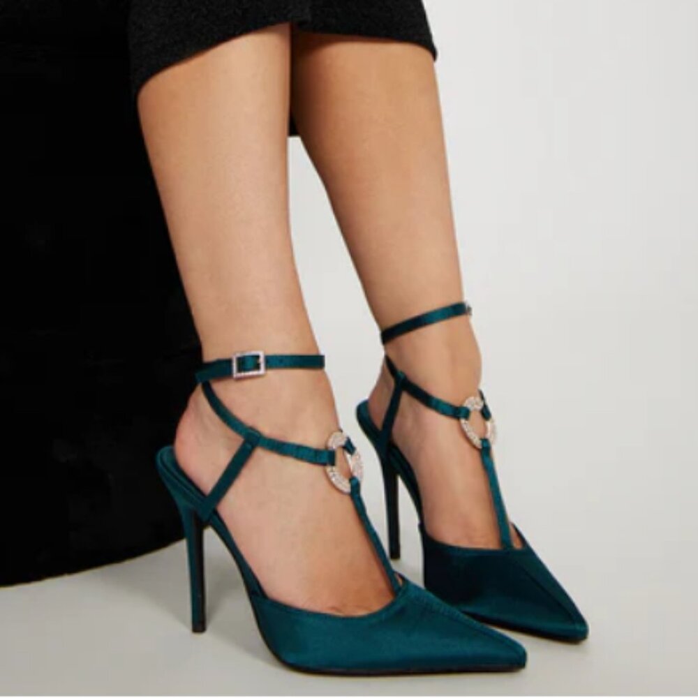 Julianna Embellished Strappy Pumps - Teal